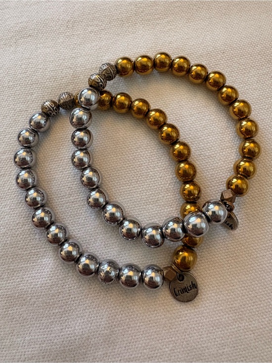 Erimish Jewelry - Erimish Metallic Gold and Silver Beaded Stretch Bracelet Set